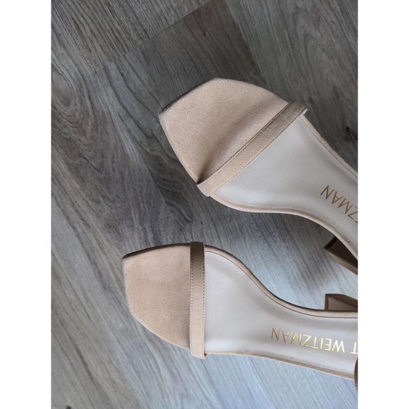 Stuart Weitzman Amelina Nearlynude Suede Heel Sandals Adobe Nude - Picture 7 of 16